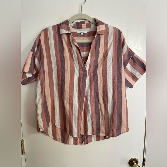 Madewell Courier Button-Back Shirt in Munson Stripe Size Medium - Picture 1 of 10